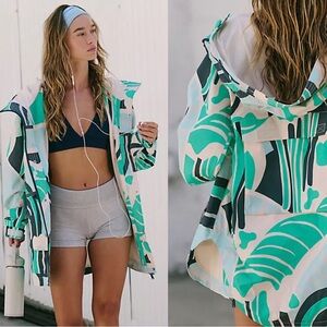 FP Movement Singin’ In the Rain Green and White Patterned Jacket